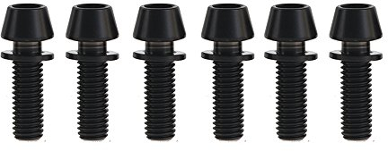 Yaruijia - Lot de 6 vis en titane à tête conique M5 x 16 mm, M5 x 18 mm, M5 x 20 mm avec rondelle Ti pour tige de vélo, Noir , M5x16mm