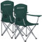 SONGMICS Campingstuhl 2er Set, Klappstuhl Outdoor, Angelstuhl, hohe Rückenlehne, Armlehnen, Getränkehalter, klappbar, bis 150 kg belastbar, Camping Garten Terrasse, dunkelgrün GCB08GN