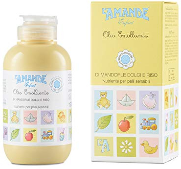 L'AMANDE - Olio di Mandorle Dolci e Riso per Bambini, Olio Neonato e Bambino con Vitamina E e Sali Minerali, Pelli Sensibili ad Azione Emolliente e Nutriente - Enfant, 150 ml, 1 pezzo