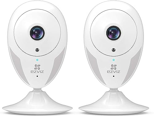 EZVIZ Telecamera da Interno Wi-Fi IP Camera 1080P Grandangolare Visione Notturna Avviso Movimento Audio ad Due Vie Grandangolare App Mobile Compatibile con Alexa Confezione Formato Famiglia da 2