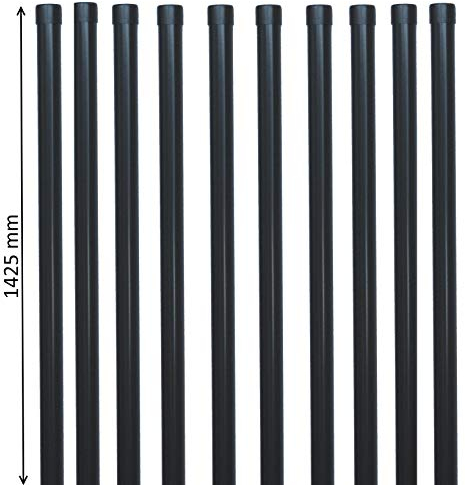 EXCOLO 10x Metall Zaunpfosten Ø34mm, 1425mm lang, pulverbeschichtet Anthrazit RAL7016, Zaunpfosten Set für 1,2m hohe Schweißgitterzäune, mit Kunststoffkappen, Schutzfolie, robust & wetterfest