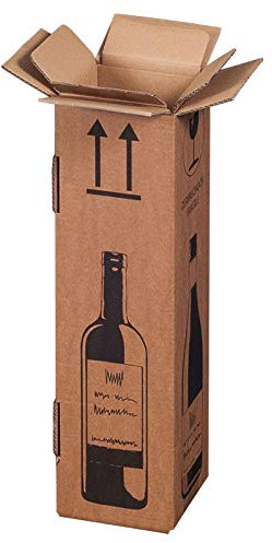KK Verpackungen Flaschenversandkarton | 160 Stück, Weinkarton für 1 Flasche | DHL & UPS pTZ-zertifiziert | Doppelwelle, Weinversand Bordeaux, Schlegel, Sekt, Champagner | Mit Falthülse