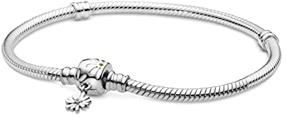 PANDORA verspieltes Gänseblümchen-Verschluss Schlangen-Glierderarmband in Sterling Silber mit Kristallen und Cubic Zirkonia Steinen Moments Collection, Größe 20