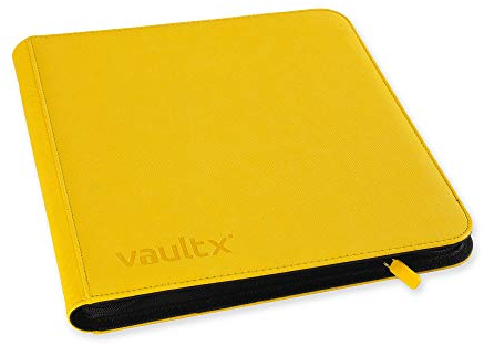 Vault X 12-Taschen-Trading-Kartenordner mit Reißverschluss, 480 Karten, Premium Exo-Tec-Albummaterial, 20 seitlich ladbare Seiten, Sammelordner für Sammelkartenspiele, Sportkarten, TCG (Gelb)