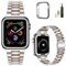 MioHHR Solid Stainless Steel Watch Straps Compatible with Apple Watch Strap 41mm 40mm 38mm, Metal Band for iWatch Series 9 8 7 6 5 4 3 2 1 SE,Men(Silver/Rose Gold)