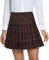 Damen Schule Stil Elastische High Taille Faltenrock A-Linie Kariert Tennis Mini Röcke mit Kurze Hosen(XL, 21)