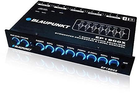 Blaupunkt EP1800X Equalizzatore grafico audio a 7 bande con ingresso ausiliario anteriore da 3,5 mm, ingresso ausiliario RCA posteriore e ingressi altoparlanti di alto livello