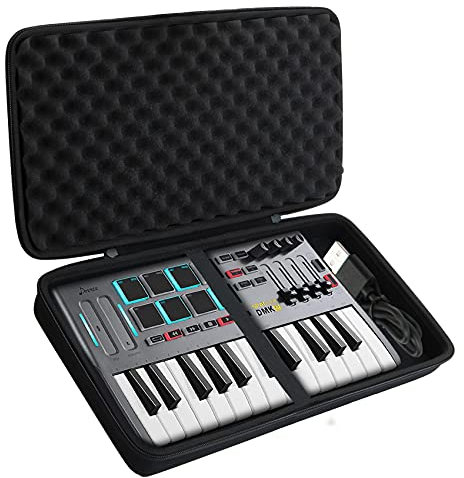 Khanka Hard Travel Case Replacement for Donner DMK 25 MIDI Keyboard Controller Music Mini Key With 8 Backlit Drum Pads, 4 Knobs 4 control faders MIDI Controller,Case Only