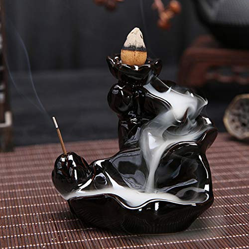 Ejoyous Rückfluss Räuchergefäß, Wasserfall Keramik Räucherwasserfall Backflow Incense Incense Holder Räucherstäbchen Aromatherapie für Innenministerium Meditation Yoga 8,8 * 8,7 *