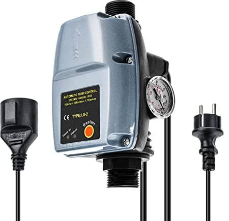 Automatischer Pumpendruckregler, Briidea Elektronische Pumpensteuerung Druckschalter für Kreisel-, Tauch- Tiefbrunnenpumpen gartenpumpe mit Betriebsdruck von 10 bar