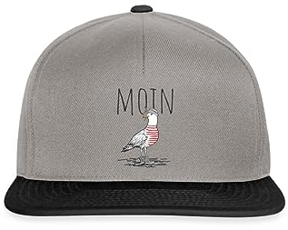 Spreadshirt Moin Möwe Norddeutschland Seemann Snapback Cap, One Size, Graphit/Schwarz