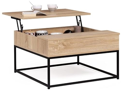 IDMarket - Couchtisch, aufklappbar, quadratisch, Detroit Industriedesign