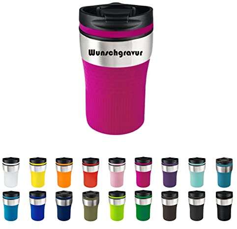 Schmalz® Baya Gobelet isotherme avec gravure, pour café à emporter, sans BPA, cadeau personnalisé, nom, anniversaire, idée cadeau, 230 ml (magenta)