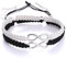 Bracelet Infini Femme, Tissage Réglable Bracelets Noir Blanc Bijoux Cadeau Pour Femmes Filles Amis Couple 2Pcs