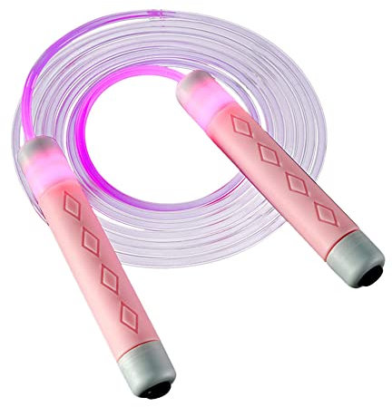 LTLCLZ Led Leuchtendes Springseil Verstellbar 2,8M Leuchtendes Springseil Für Kinder Jungen Mädchen Übung Fitness Training Zuhause,Rosa