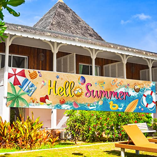 Sommer Strand Party Dekorationen Banner Pool Surfbrett Party Supplies Großes Hofschild Hintergrund für Hawaii Strand Pool Geburtstagsfeier Indoor Outdoor Dekorationen (Summer Pool)