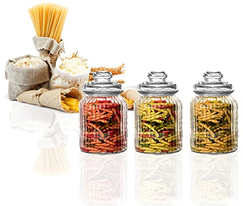 BigDean Vorratsglas 3x Bonbonglas 1,1 Liter Nostalgie Glas Behälter Vorratsdose 19x11cm