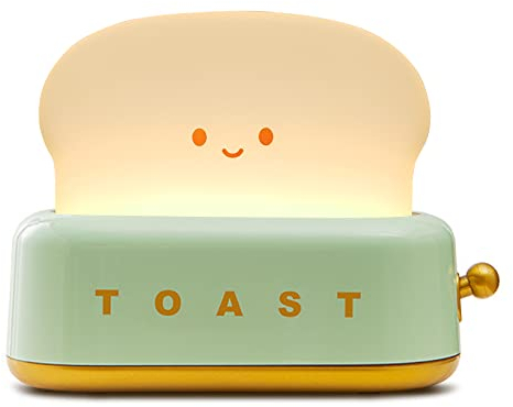 Aokpsrt Cute Toast Lamp Bread Night Light Rechargeable, Portable Kids Toast Nightlight Adjustable Brightness Bedside Night Lamp Cute Room Decor for Teens Girls Christmas Gifts, Desk Aesthetic Decor
