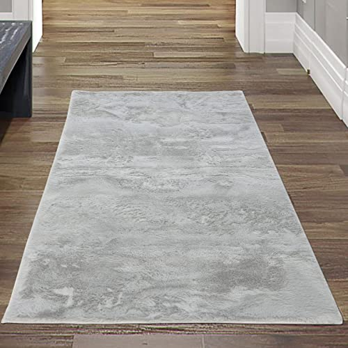 Teppich-Traum Kurzflorteppich Wohn- & Essbereich Flur | waschbar & pflegeleicht | hellgrau, 70x140 cm