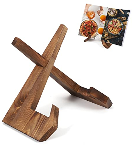HuaJiao Recipe Book Stand, Wooden Book Stands for Display Portable Recipe Book Holder Stand Cookbook Holder for Reading Kitchen Document Tablet