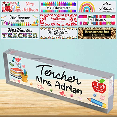 FwSYouMAI Desk Name Plate Personalised for Teachers Custom Acrylic Block Nameplate Sign for Office Customized Desk Plate Appreciation Décor Gift for Teacher’s Day-Design 4