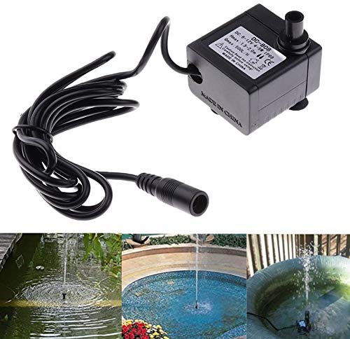 Bomba de Agua 500L/H para Fuentes, Acuarios y Estanques - Solar, Mini, Sumergible, Impermeable, Silenciosa - Herramienta de Riego para Jardín y Casa - DC 6-12V 5W