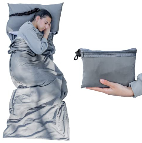 MAMMO Schlafsack Liner – Tragbarer, leichter Schlafsack, Reisedecke, für Camping, Hostels & Hotels, passt in den Schlafsack, eines Ihrer Campingutensilien (leicht)