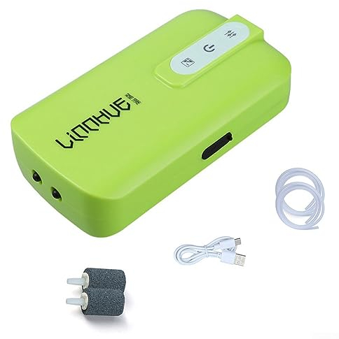 USB-Laufwerk Aquarium Luftpumpe, Angeln Sauerstoff Luftpumpe Fisch Tank Silent Air Pump USB Silent Sauerstoff Pumpe für Stromausfall und Aquarium Transport, Outdoor und Indoor
