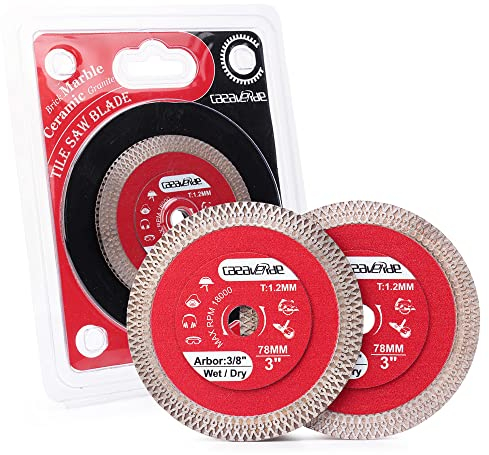 Casaverde 2 Pcs 3Inch Diamond Porcelain Saw Blades with 3/8 Arbor for Cutting Ceramic, Stone