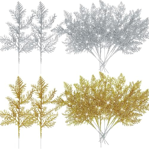 ysister Foglie di pino artificiale di Natale, 16 pezzi, aghi di abete artificiali, per Natale, ghirlande fai da te, decorazione per la casa