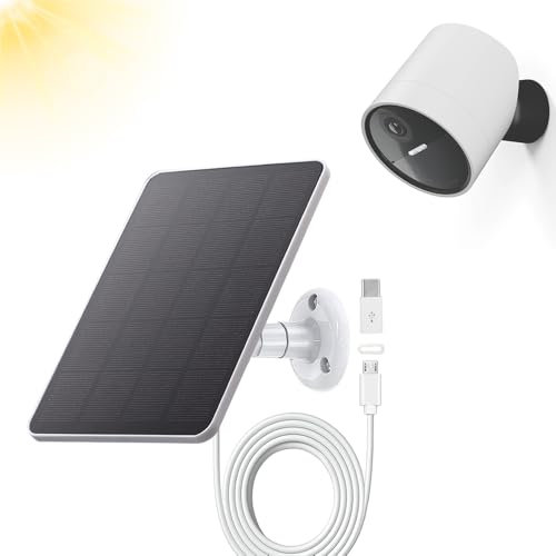Solar Panel Compatible with SimpliSafe Outdoor Camera, 4W 5V Solar Panel with 10ft Charging Cable for Outdoor Battery Powered Security Camera with Wall Mount