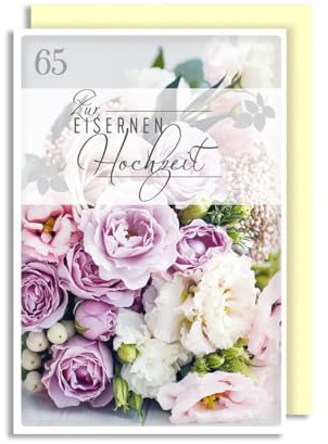 Eiserne Hochzeit 65. Hochzeitstag Grußkarte Blumenstrauß 16x11cm