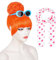 ATAYOU 4 Stück Orange Bun Perücke mit Rote Polka Dot Schal und Blaue Sonnenbrille für Damen Halloween Kostüm