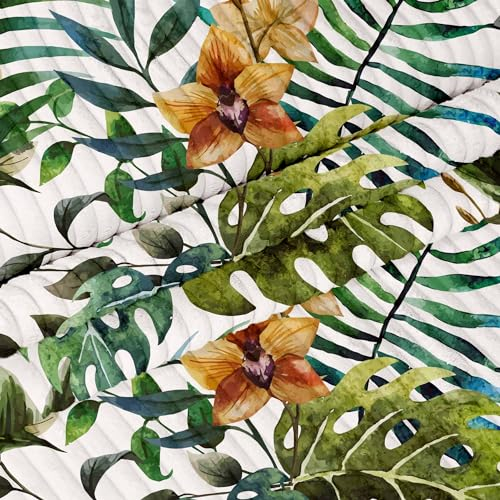 DreamRoots Cord Stoff Meterware Bedruckter Blumen Gewicht 380 g/m2 - Polsterstoff Cord Meterware 140 cm breit - Möbelstoff Meterware - Breitcord Meterware