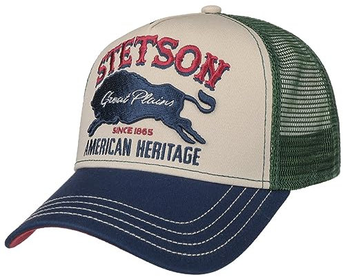 Stetson The Plains Trucker Cap Snapback Baumwolle One Size Herren Sommer Winter grün One Size Big