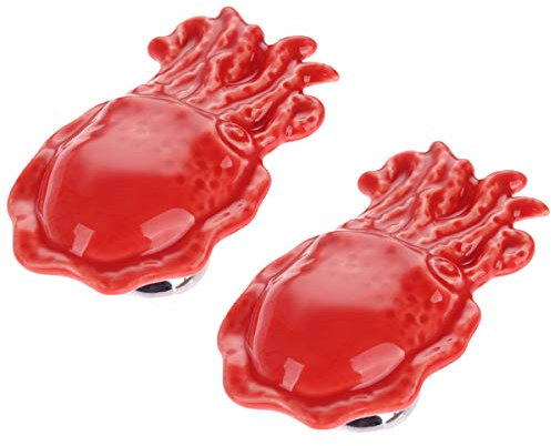 LUbrel Schubladenknäufe, Keramikknäufe, roter Kinderzimmer-Cartoon-Griff, Keramik, Schublade, Kommode, Schrank, Möbel, Ziehgriff mit Schrauben, 2 Stück (Farbe: Rot) (Rot)