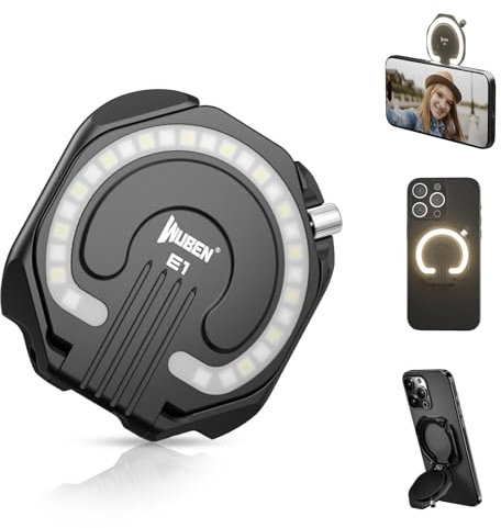 WUBEN E1 Ringlicht Handy Selfie Licht Handy, 3 Farbtemperaturen 3000K-6000K, Stufenlose Helligkeitseinstellung mit Handyhalter für Selfie Videokonferenz Streaming Make-up Vlog YouTube TikTok