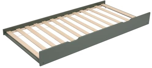 Happy Garden Grüne Bettschublade aus Holz, zusätzliche Schlafgelegenheit aus Holz mit Lattenrost und Rollen, unter dem Lattenrost verstaubar