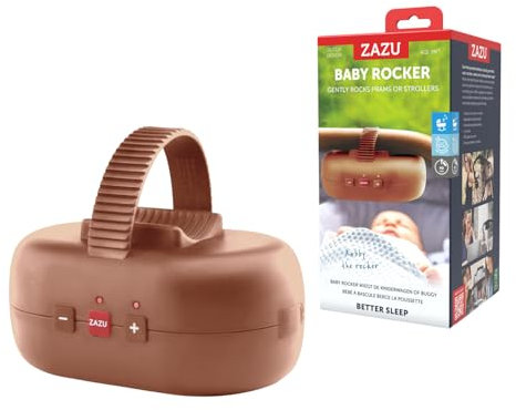 ZAZU Robby Kinderwagenschaukler - Automat. Babywippe, Verstellbare Stärke, 40-Min Timer, Babyschreisensor, USB-wiederaufladbar, Wasserfest, Universell für Kinderwagen & Buggy (Terra)