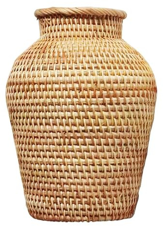 STOBAZA Handmade Rattan Woven Vase 8.27 Inch Rustic Flower Vase for Dry Flowers Home Office Window Decor