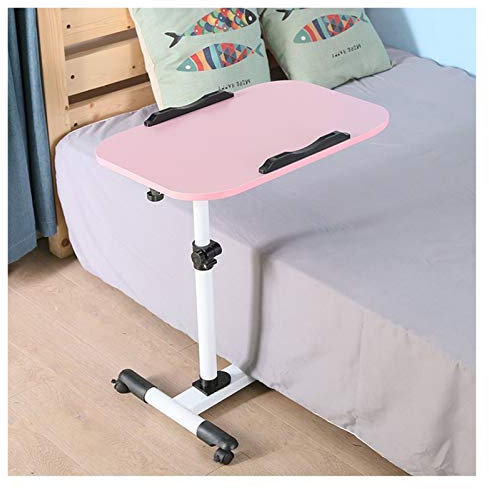 BINFC Tisch-Kniettisch, Tagestisch, höhenverstellbar von 60 cm, 90 cm, 360° drehbar und 180° neigbar, feststellbarer Rollentisch mit Rollen über dem Bett, Weiß, 55 x 32 cm