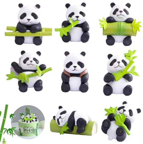 8 Stück Panda Kuchen Dekoration, Miniatur Panda Figuren, Mini Panda Ornamente, Panda Kuchendeckel, Panda Garten Dekoration, Für Gartendeko Kuchendeko Handwerk Party Geschenk