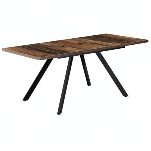 B&D home Esstisch LIA | ausziehbar 120-160 x 80 cm, 4-6 Personen Küchentisch Holztisch mit Metallgestell für Esszimmer, Küche | skandinavisch Industrial Design | Texas-Eiche, 11202-FS-EITE