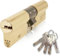 IRONWORX® Spectre Brass 45mm (Internal) / 50mm (External) (95mm) Maximum-Security Police Approved TS007 BSI 3 Star Double Euro Cylinder Lock (Key Both Sides), Includes 5X Keys