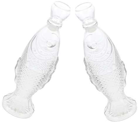 GLEAVI 2pièces Bouteille Verre Forme Poisson Pot Rangement Décoration Vase Artisanal Petit pour Maison Bureau