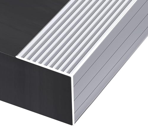 Winkelprofil Aluminium Treppenkantenprofil, Treppenkantenschutz, 90CM Wasserdichter Rutschfeste Treppenkante L-Form für Außen- und Innentreppen(W 6 x H 6 cm)