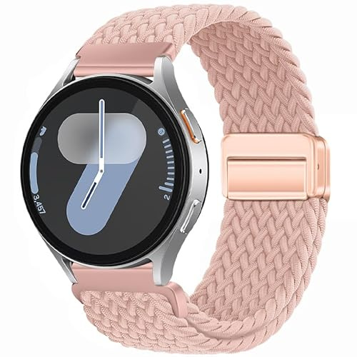 Armband 20mm Kompatibel mit Huawei Watch GT2 GT3 42mm Stoff, Magnet Nylonband für Samsungs Watch 7/6/5/4 40mm 42mm 43mm 44mm 45mm 47mm, Stretch Uhrenband für Garmins Vivoactive 6/5/3 Amazfits Pink
