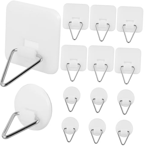 WEKADRIN 20pcs Adhesive Wall Hooks Large White Backing Wall Plate Hangers for Hanging Photos Frames and Plates Damage Self Stick Hooks and Boards Non Deforming Hanging Display