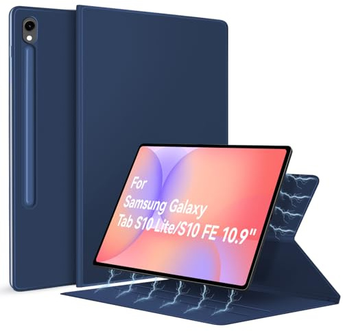 DAORANGE Magnetische Hülle für Samsung Galaxy Tab S10 Lite / S10 FE / S9 FE 10,9 Zoll Tablet, Schlanke Leichte Folio Schutzhülle mit Versteckter S-Stifthalter (Dunkelblau)