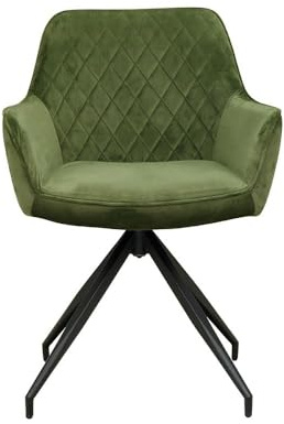 AVISSIMO Corvella Esszimmerstuhl mit Armlehnen, Rautensteppung, drehbar gelagert, Metallgestell, bequem für Esszimmer & Wohnzimmer, grün